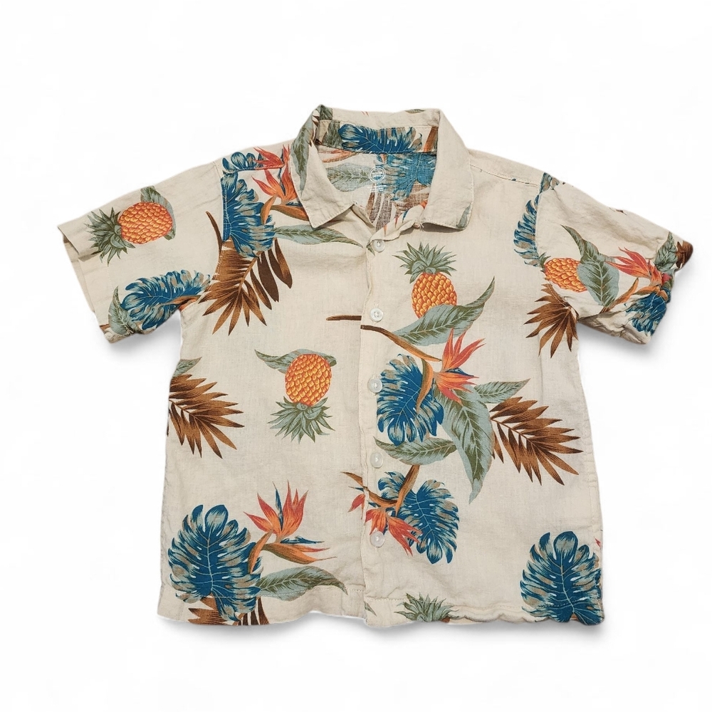 Wonder Nation Boys Hawaiian Aloha Shirt Pineapple Tropical Print - Size 4T